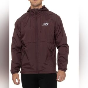 New Balance Mens Full Zip Hooded Mesh Lined  Windbreaker Jacket Water Resist XL